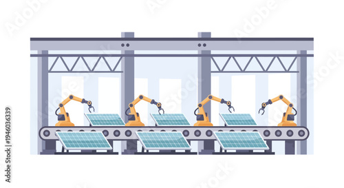 Robotic automation in solar panel production factory