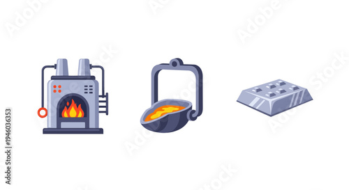 Industrial metal melting process with furnace molten liquid and solid