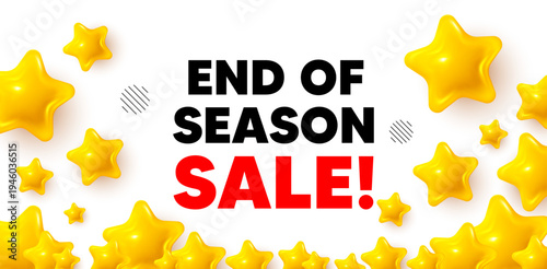 End season winner banner with 3d stars. Golden stars banner. End of Season Sale. Special offer price sign. Advertising Discounts symbol. Review rate background. Vector