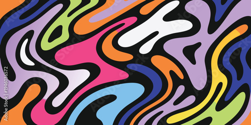 Abstract vibrant colorful organic psychedelic liquid flowing shapes background