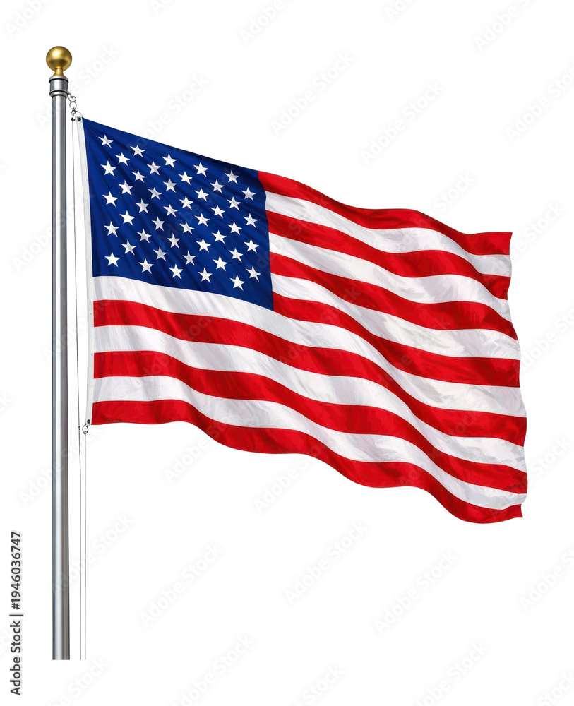 Fototapeta premium PNG Iconic American flag waving
