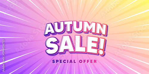Autumn sale sun rays gradient banner. Light burst background. Autumn Sale tag. Special offer price sign. Advertising Discounts symbol. Gradient sun rays. Sunburst light. Vector