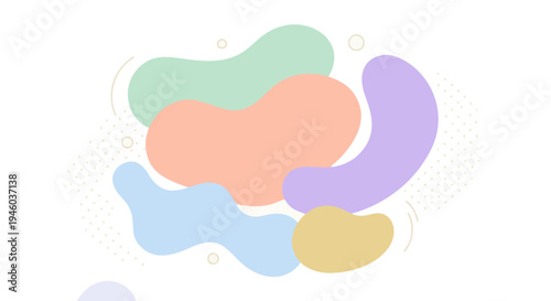 Minimal abstract composition of organic blob shapes with soft pastel colors in modern flat design style.