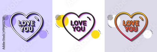 Love you line icon. Halftone dotted pattern. Gradient icon with grain shadow. Sweet heart sign. Valentine day symbol. Line love you icon. Various designs. Vector
