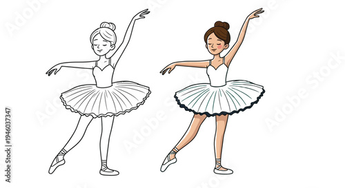 The ballerina performs a graceful dance pose in a light costume.