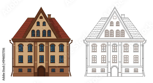 Historic European building facade shown in color.