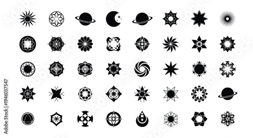 Celestial and geometric symbols are displayed in the collection.