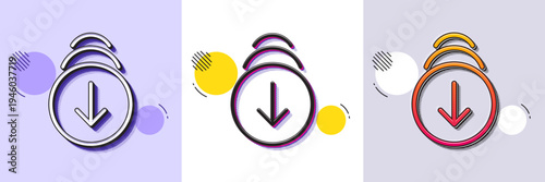 Scroll down arrow line icon. Halftone dotted pattern. Gradient icon with grain shadow. Scrolling screen sign. Swipe page. Line scroll down icon. Various designs. Vector