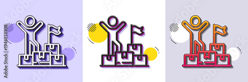 Delivery man line icon. Halftone dotted pattern. Gradient icon with grain shadow. Courier with packages sign. Things deliver symbol. Line delivery man icon. Various designs. Vector