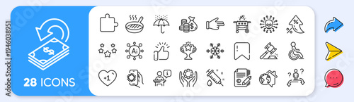 Coins bag, Stars and Employee hand line icons. Interest rate, AI generate, Inflation icons. Pack of Cyber attack, Medical syringe, Business choice icon. Click hand, Podium, Puzzle pictogram. Vector