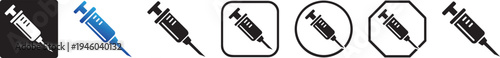 Color and black syringe medical icon.