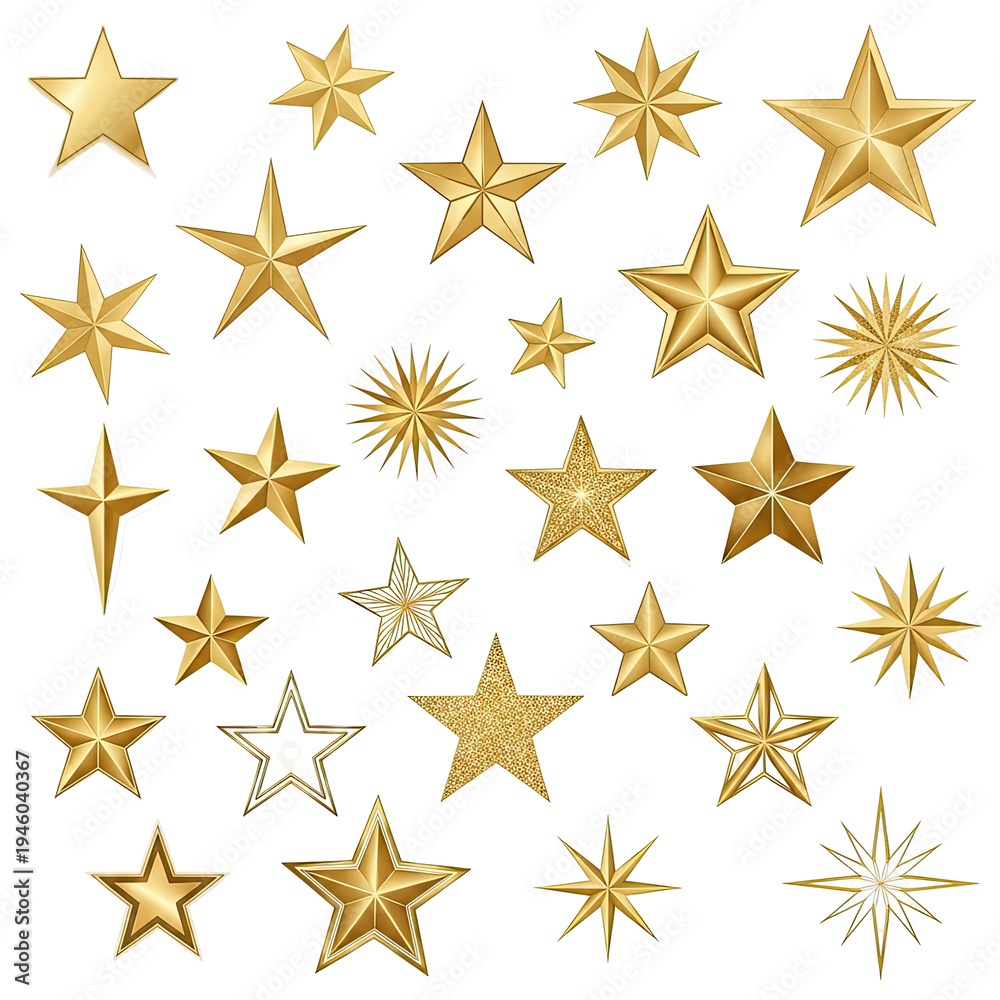 Obraz premium Collection of Golden Stars on Black Background