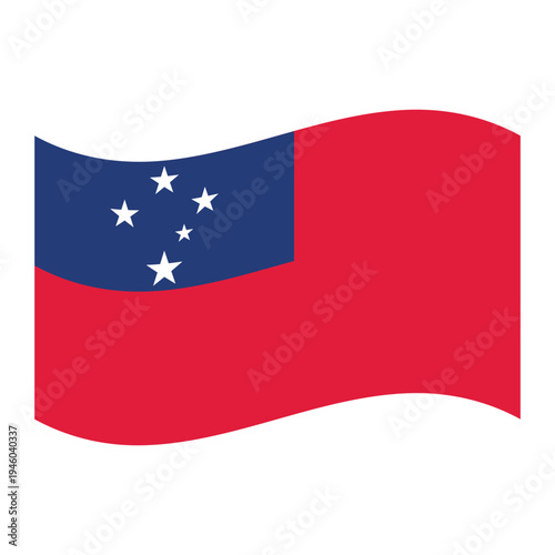 Samoa national flag with Southern Cross constellation, red blue design