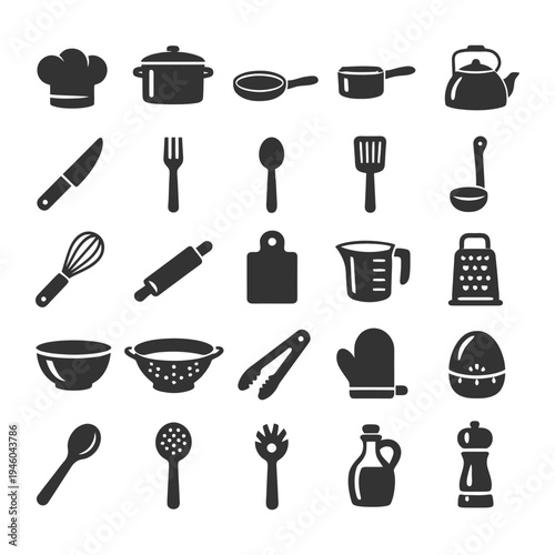 Kitchen essentials: silhouette cookware and utensils collection.