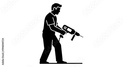 Man using a power drill machine.