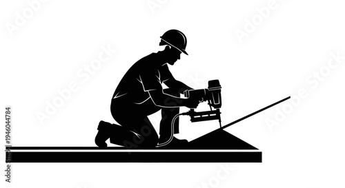 Man working with power tool equipment.