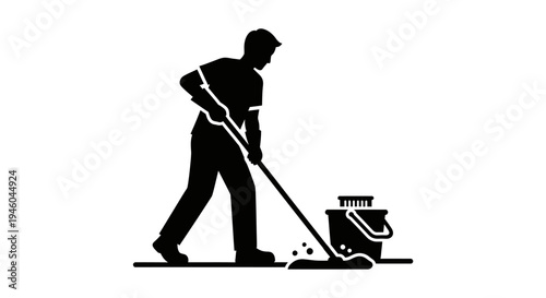 Man pushing lawn mower outdoors slowly.