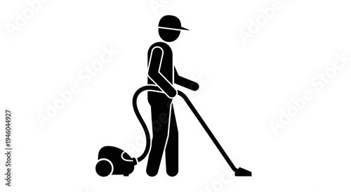 Man cleaning with a vacuum cleaner.