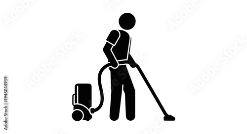 Man cleaning with vacuum cleaner machine.
