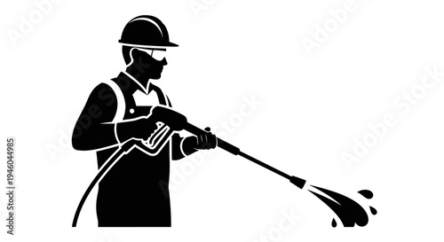 Man Wearing Protective Gear Cleaning.