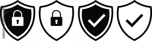 Security icons with shield and lock symbols