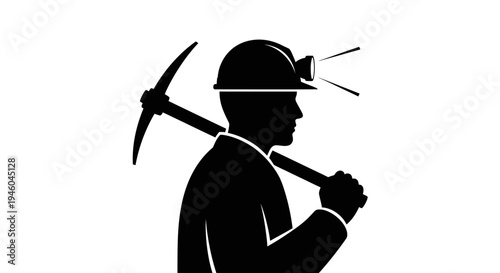 Man wearing mining hard hat.