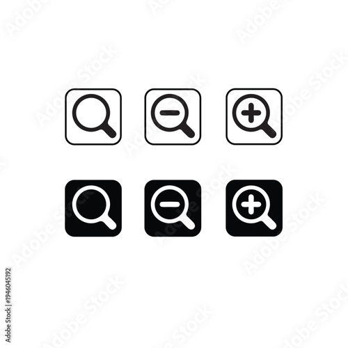 zoom icon, search icon, magnifying glass, zoom in, zoom out, magnifier icon, zoom button, search interface, magnifying glass, icon search symbol, magnifier ico,vector icom, icon set