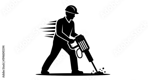 Man operating jackhammer construction tool.