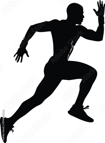 A dynamic silhouette of a male athlete sprinting forward showcasing peak physical exertion and motion high quality professional detailed