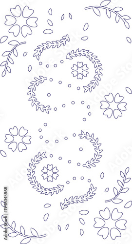 Intricate floral patterns with swirling leaves and dots on white