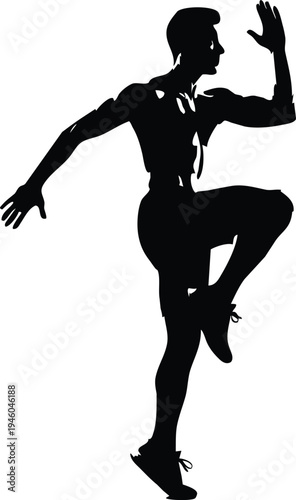 A dynamic silhouette of a male athlete in mid stride suggesting running or intense physical activity high quality professional