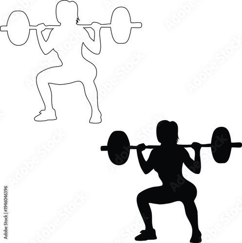 A minimalist illustration of a weightlifter in squat position with a barbell, emphasizing physical exertion.