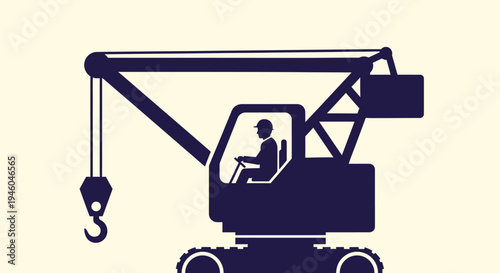 Crane with operator lifting hook.