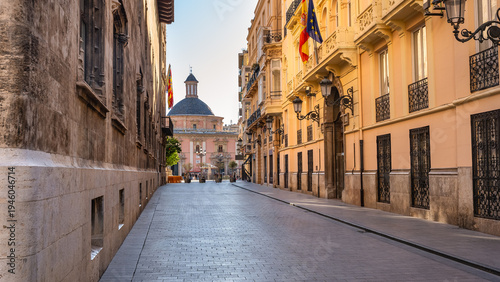 Calle de Caballeros that leads to the famous Plaza de la Virgen in Valencia, Spain.