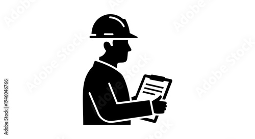 Construction worker with safety helmet.