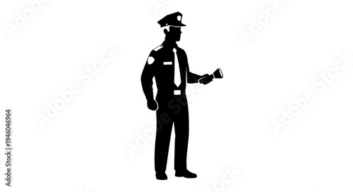 Police Officer Directing Traffic Silhouette.