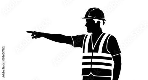 Construction worker wearing safety gear.