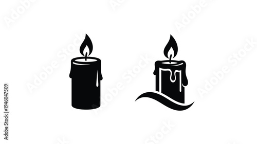 Two burning candles depicted in a striking black silhouette