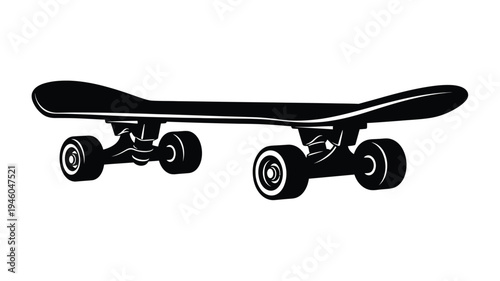 Black skateboard graphic in a bold minimalist style silhouette