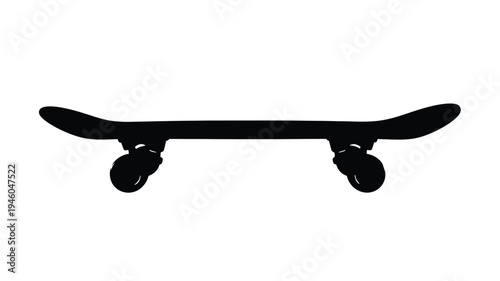 Black skateboard on a white background a striking silhouette