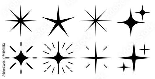 PNG Black starburst sparkle icons on transparent background