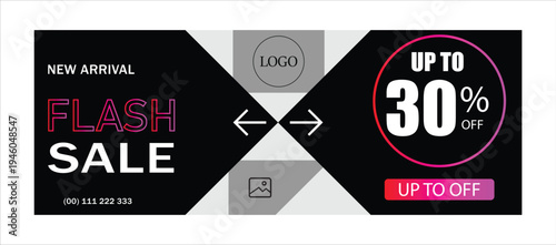 Social media facebook cover web banner template.  web banner for mega sale, flash sale banner template. Vector illustration