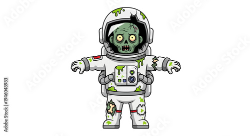 Cartoon zombie astronaut in space suit 2.