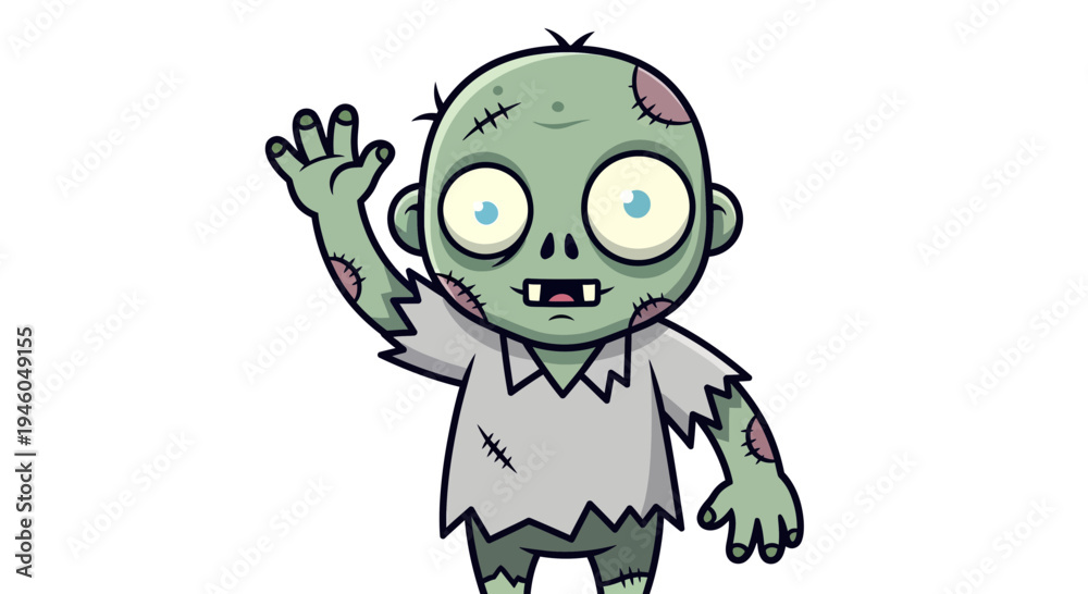 Obraz premium Cartoon zombie character with green skin.