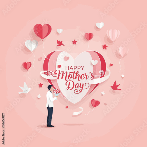 Happy Mother's Day greeting card illustration.