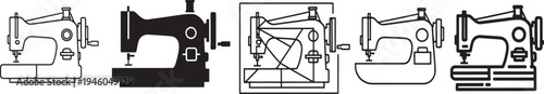 Set of vintage sewing machines vector illustration, flat design scalable graphic