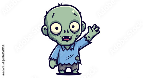 Cartoon zombie character with blue shirt 1.