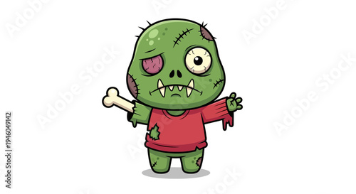 Cartoon zombie character with bone.