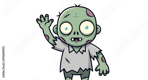 Cartoon zombie character with green skin.