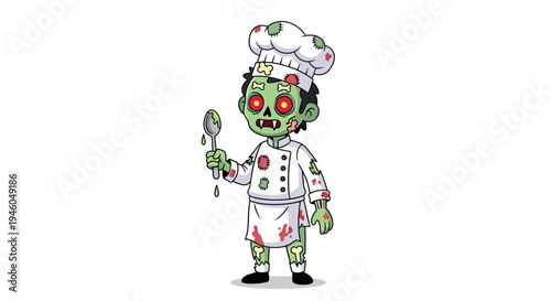 Cartoon zombie chef character illustration.